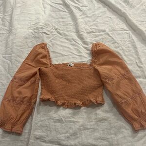 Women's Peach Smocked Top